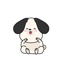 笑顔の小ちゃな垂れ耳の白い犬