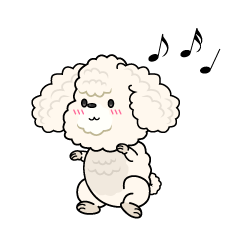 踊る小ちゃな白いトイプードル