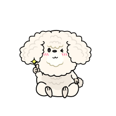 いいねする小ちゃな白いトイプードル