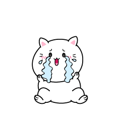 大泣きする白ネコ