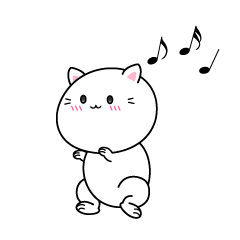 踊る白ネコ