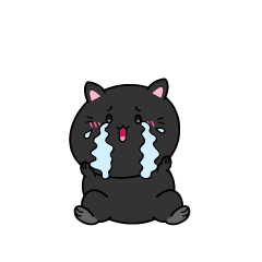 大泣きする小ちゃな黒猫
