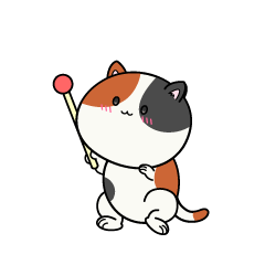 説明する小ちゃな三毛猫