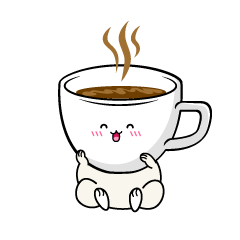 笑顔の小ちゃなカップコーヒー