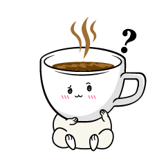 考える小ちゃなカップコーヒー