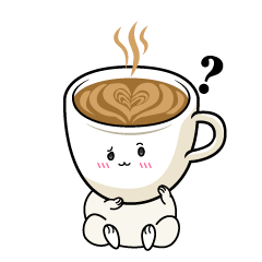 考える小ちゃなカフェラテ
