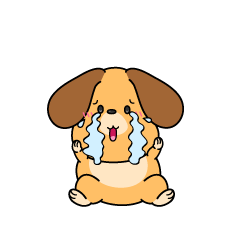 大泣きする小ちゃな垂れ耳の犬