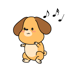 踊る小ちゃな垂れ耳の犬